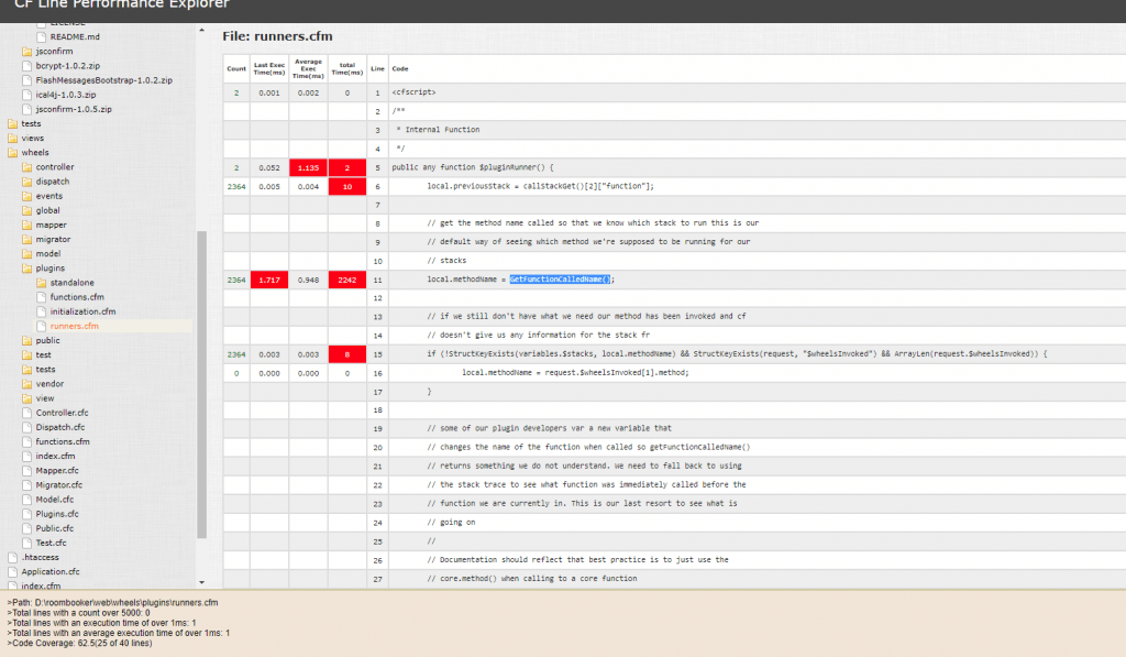 Debugging plugin performance in CFWheels 2.x with FusionReactor, FusionReactor