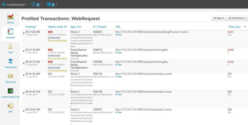 Code Profiler – continuous profiling, FusionReactor