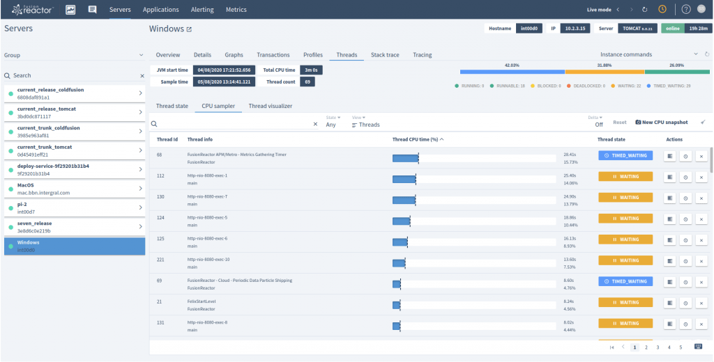 Cloud live mode – just like traditional on-premise FusionReactor, FusionReactor