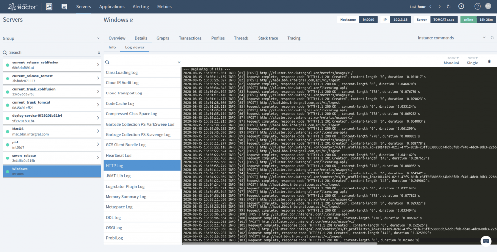 Cloud live mode – just like traditional on-premise FusionReactor, FusionReactor