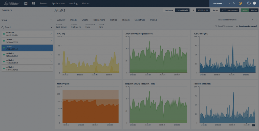 Cloud live mode – just like traditional on-premise FusionReactor, FusionReactor