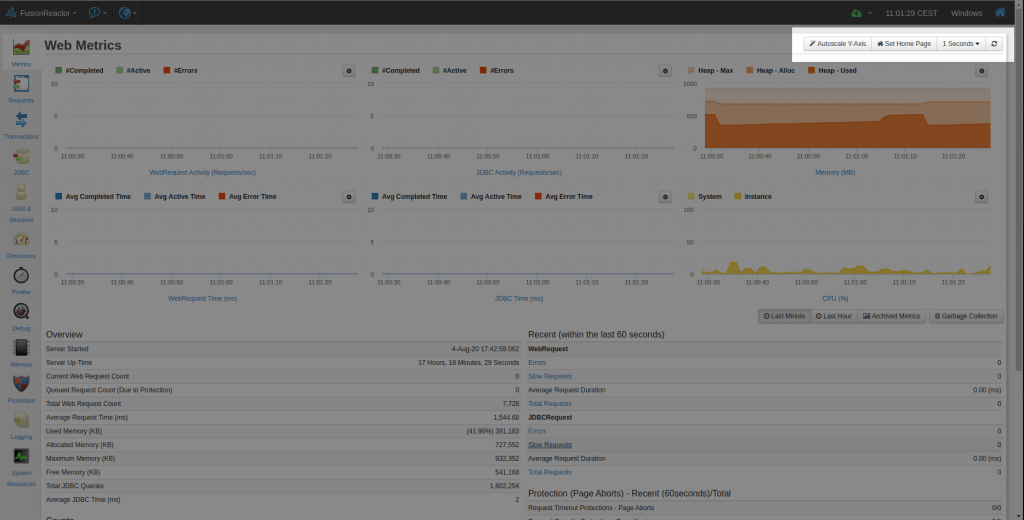 Cloud live mode – just like traditional on-premise FusionReactor, FusionReactor