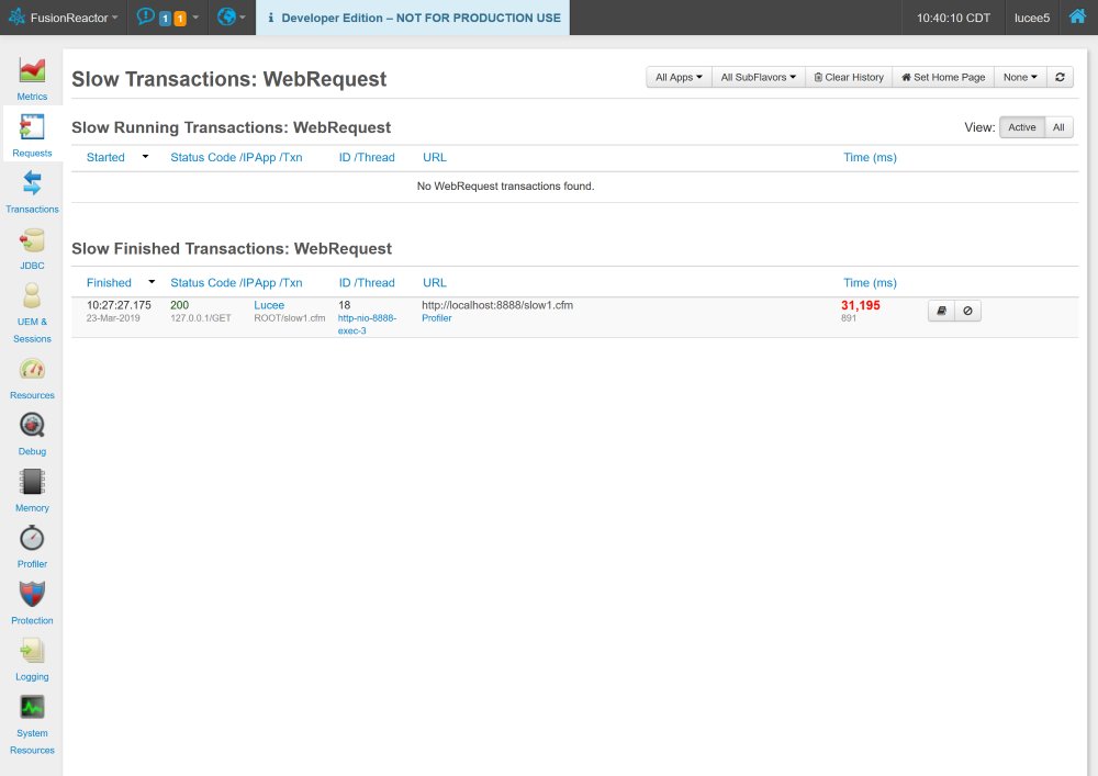 Finding (and Fixing) Your Slow ColdFusion Pages with FusionReactor, FusionReactor
